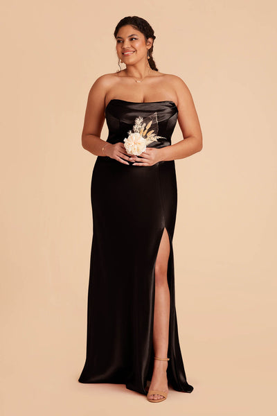 Sleeved Black Sequin & Tulle Plus Size Prom Dress - Xdressy